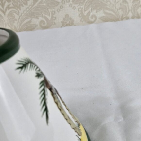 Palm Tree Themed Ceramic Jarred Candle Topper or Shade and Plate - Picture 6 of 13